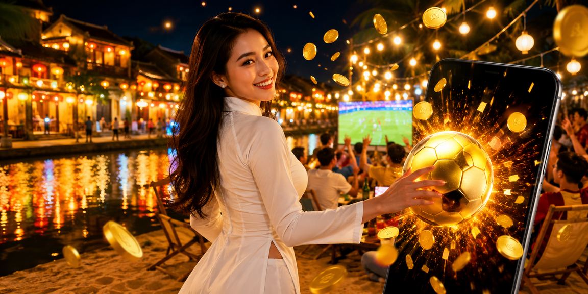 Người dùng tại Hội An theo dõi trận bóng đá và kiểm tra ưu đãi cược trên điện thoại